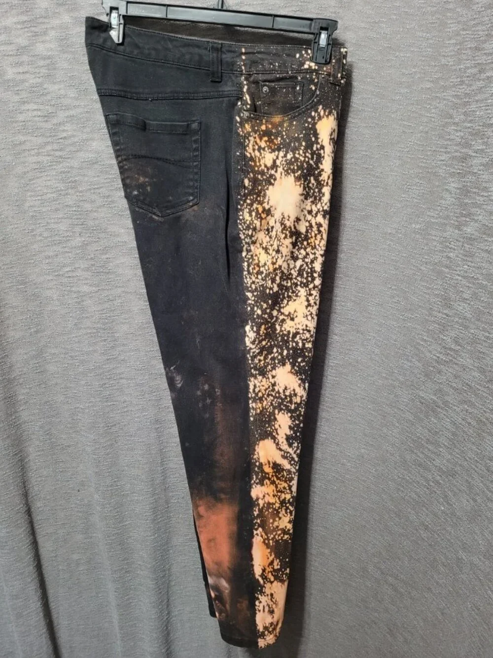 Vtg Y2K Croft&Barrow Womens Bleached Jeans 16 Stretch Straight Leg Black Orange - Picture 3 of 14